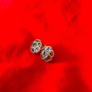 14 k yellow gold Multi color gems earrings from the Effy collection, diamonds et
